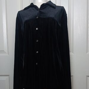 Jones & Co. Elegant Black Velvet Button Down Shirt